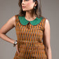 Ikat sleeveless peter pan collared cotton top