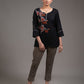 Multicolored embroidered black pure cotton designer top