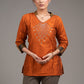 Zardosi hand embroidered mirror work rust cotton silk top