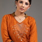 Zardosi hand embroidered mirror work rust cotton silk top