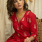 Exclusive red cotton dress with embroidered motifs