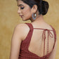 Smart Maroon Cotton Stripe Ajrakh Sleeveless Blouse with Dori