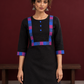 Timeless Black Cotton Kurta with Contrast Checkered Yoke Panel — styled view