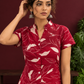 Elegant Maroon Cotton Tunic with White Leaf Print — styled view