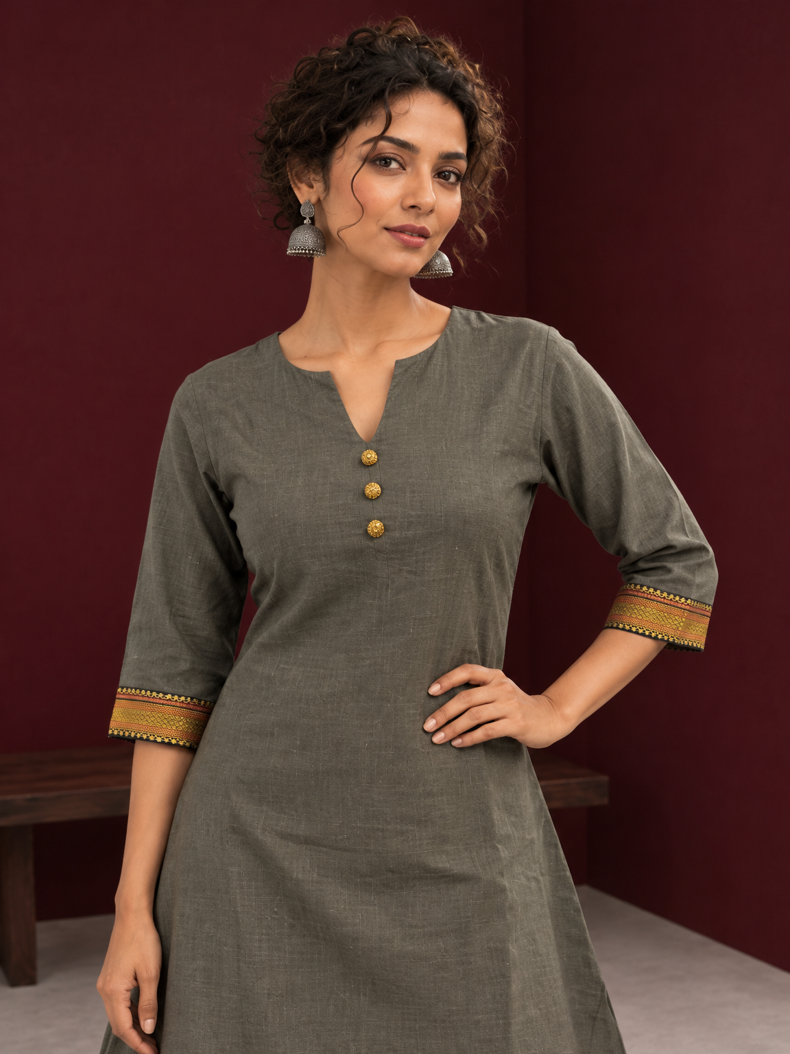 Timeless Grey Cotton Tunic — styled view