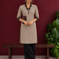 Elegant Beige Cotton Ajrakh Tunic with Contrast V-Neck & Cuff Detailing — front view