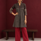 Classic Black Cotton Ajrakh Tunic — front view