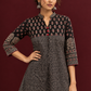 Classic Black Cotton Ajrakh Tunic — fabric detail