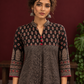 Classic Black Cotton Ajrakh Tunic — styled view