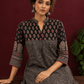Classic Black Cotton Ajrakh Tunic — seated detail