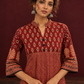 Timeless Maroon Ajrakh Tunic — fabric detail