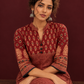 Timeless Maroon Ajrakh Tunic — seated detail