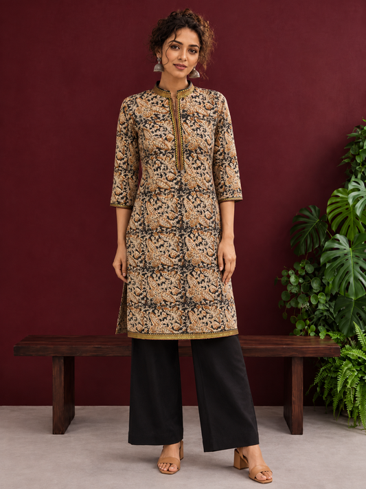 Earthy Kalamkari Cotton Tunic — front view