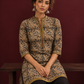 Earthy Kalamkari Cotton Tunic — seated detail
