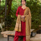 Radiant Red Cotton Kurta featuring Sweetheart Neckline & Pintucks Detailing