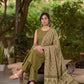 Classic Olive & Beige Combination Mul Cotton Dupatta with Traditional Motifs