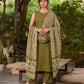 Classic Olive & Beige Combination Mul Cotton Dupatta with Traditional Motifs