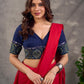 Navy Blue Cotton Blouse with Ajrakh Print Border & Mirror Embellishment