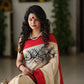 Beige Chanderi saree with hand painted motifs - Sujatra
