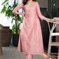 Light pink chanderi Pant & flared kurta with gold detaling - Dupatta Optional