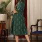 Bottle green ikat with mustard pintex yoke combination dress