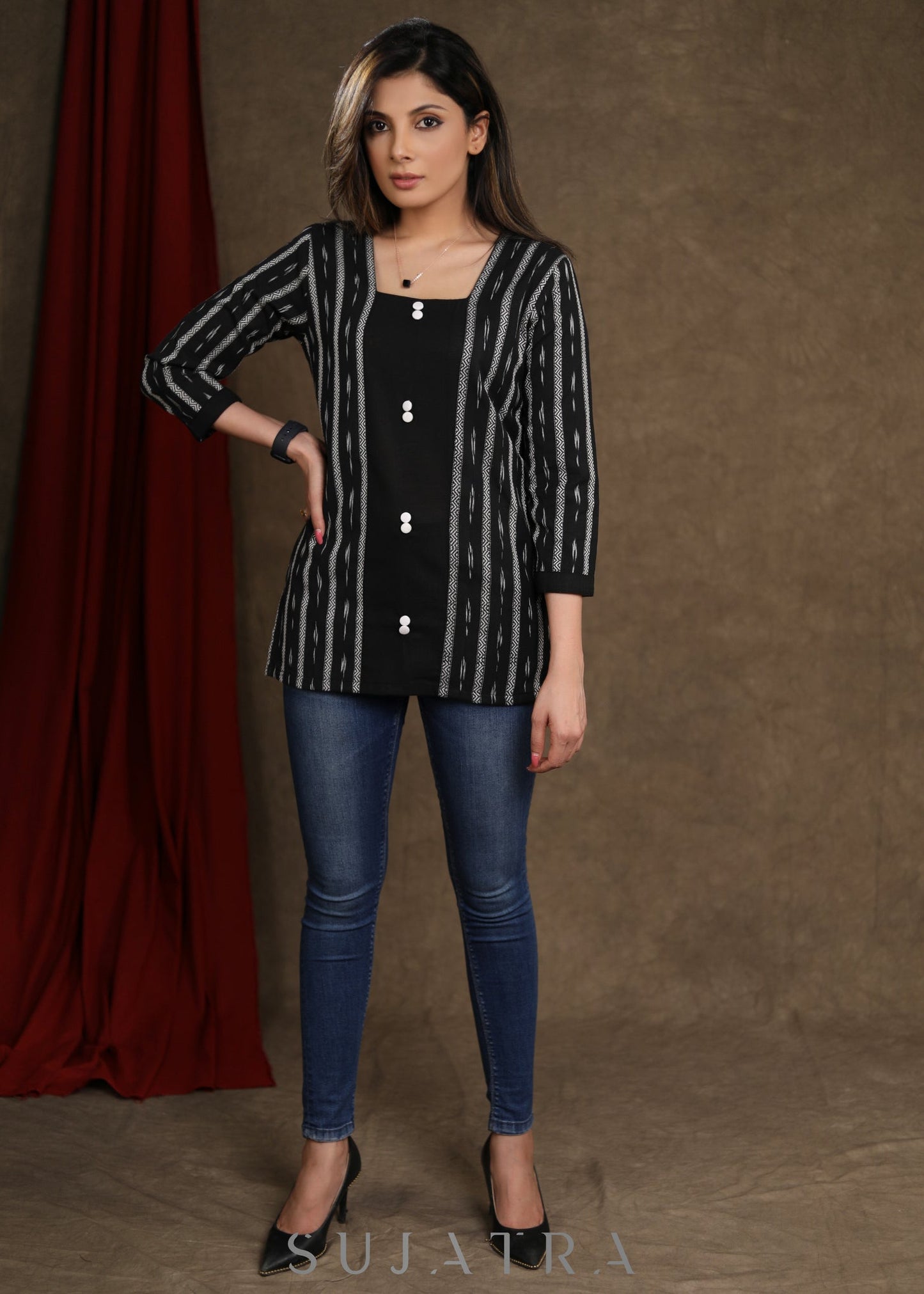 Smart Cotton Ikkat Combination Top