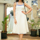 Exclusive White Cotton In-Cut Handpainted Halter Dress
