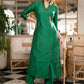 Elegant Emerald Green Cotton Silk pant & Kurta With Red Thread work On Neckline & Sleeves -  Dupatta Optional