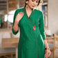 Elegant Emerald Green Cotton Silk pant & Kurta With Red Thread work On Neckline & Sleeves -  Dupatta Optional