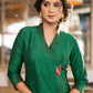 Elegant Emerald Green Cotton Silk pant & Kurta With Red Thread work On Neckline & Sleeves -  Dupatta Optional