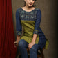 Stylish olive green cotton with ajrakh combination tunic