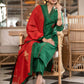 Elegant Emerald Green Cotton Silk pant & Kurta With Red Thread work On Neckline & Sleeves -  Dupatta Optional