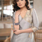 Exquisite Grey Cotton Silk Asymmetrical Kurta With Brocade Yoke & Gold Side Dori  - Pant Optional