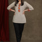 Off White Cotton Top with Mirror Work Detailing