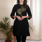 Exclusive black hand painted cotton tunic