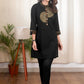 Exclusive black hand painted cotton tunic