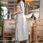 Exquisite Grey Cotton Silk Asymmetrical Kurta With Brocade Yoke & Gold Side Dori  - Pant Optional