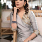 Exquisite Grey Cotton Silk Asymmetrical Kurta With Brocade Yoke & Gold Side Dori  - Pant Optional