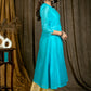 Exclusive Light Blue Chanderi Kurta with Mirrorwork On Yoke - Contrast Mirror Work Pant Optional