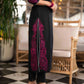 Elegant Black Cotton Silk Kurta With Magenta Embroidery All Over -  Pant Optional