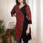 Ajrakh combination maroon and black cotton tunic