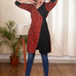 Ajrakh combination maroon and black cotton tunic