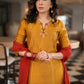 Elegant Mustard Cotton Silk Pant & Kurta With Gold Rust Embroidered Detailing - Dupatta Optional