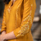 Elegant Mustard Cotton Silk Pant & Kurta With Gold Rust Embroidered Detailing - Dupatta Optional