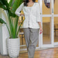 Trendy White Cotton Jacket with Elegant Embroidery, Highlighted with Tassels and Plain Inner