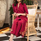 Beautiful Magenta Cotton Silk Pant &Kurta With Embroidery On Sides & Sleeves  - Dupatta Optional