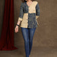 Beige Cotton Ajrak Combination Top