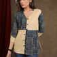 Beige Cotton Ajrak Combination Top