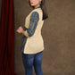 Beige Cotton Ajrak Combination Top
