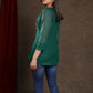Trendy Green Cotton Ikkat Combination Top with Maroon Detailing